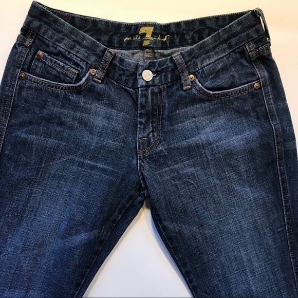 7FAMK "A" Pocket Low Rise Flare Jeans Dark Blue Womens Size 27 30" Waist - Picture 6 of 7